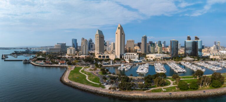 AerialViewOfSanDiegosSkylineFeaturingHighRiseBuildings