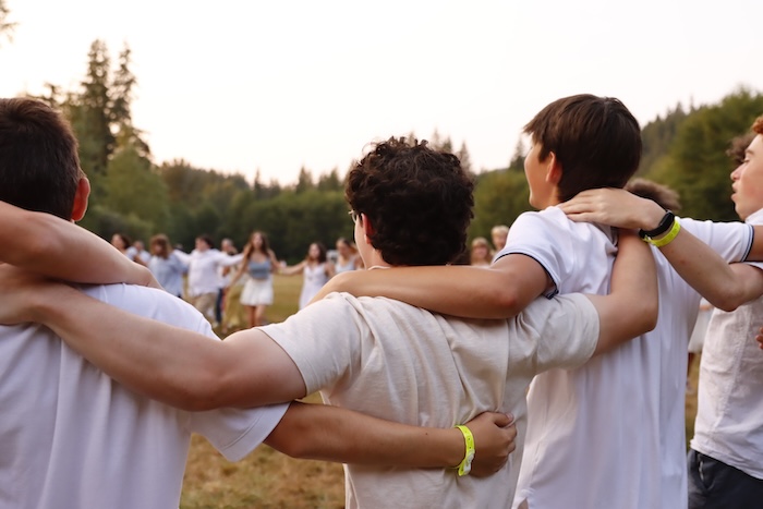 Jewish students participating in an activity as part of their Jewish club.
