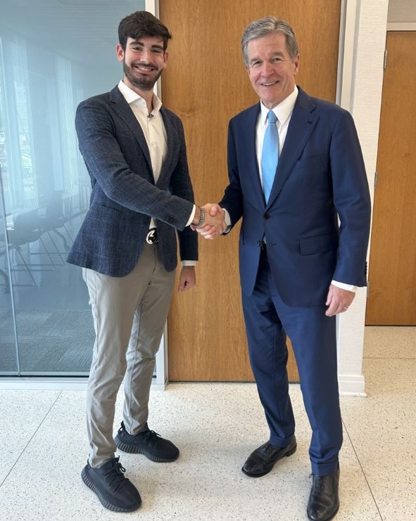 Jonah Rubin, UNC Chapel Hill SWU Emerson Fellow with NC Governor Todd Cooper.JPG